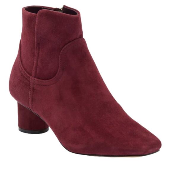 Draper James Bethany Suede Cylinder Heel Bootie Burgundy Size 9 NWT $175 MSRP - Picture 1 of 9